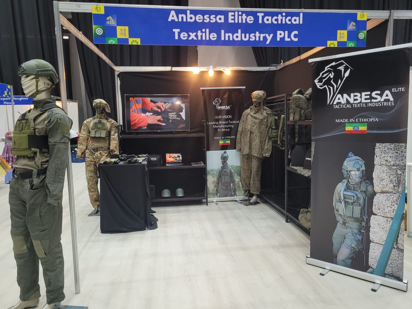 Tactical textile exhibition booth